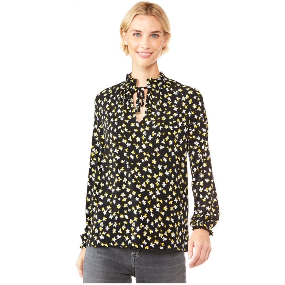 Michael Kors Tossed Lilies Shirred Top Small NWT